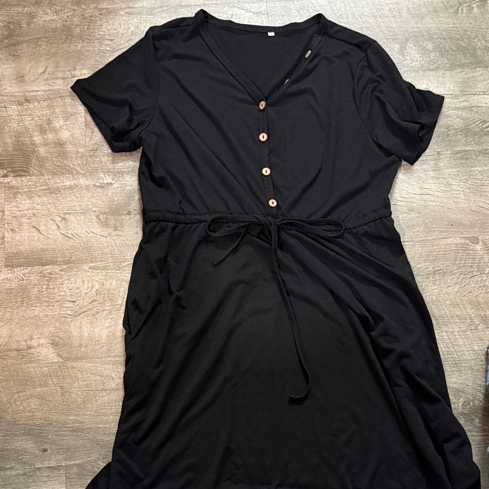 Elegant Black Button-Down Dress